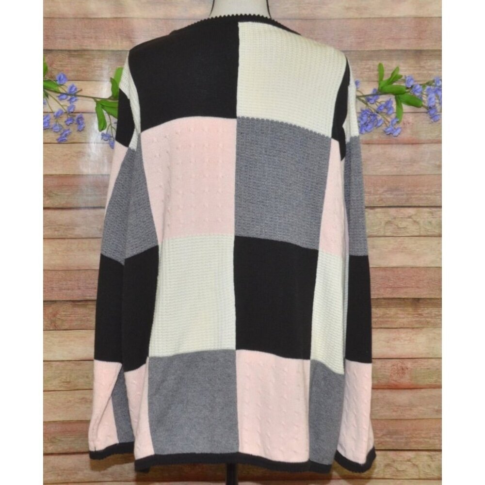 Allison Daley Adorable Colorblock Cardigan Sweater Size 3X Mixed Knit Casual - Picture 6 of 9